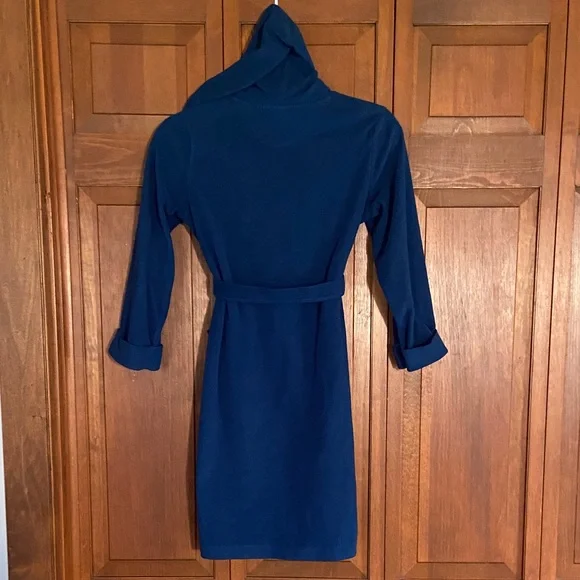 Lands' End Navy Hooded Kids BathRobe Size 8 - Picture 10 of 11